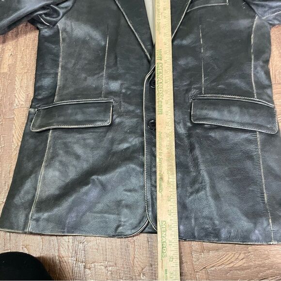 Structure Leather Blazer Jacket in Distressed Black Men’s Medium - Picture 8 of 10